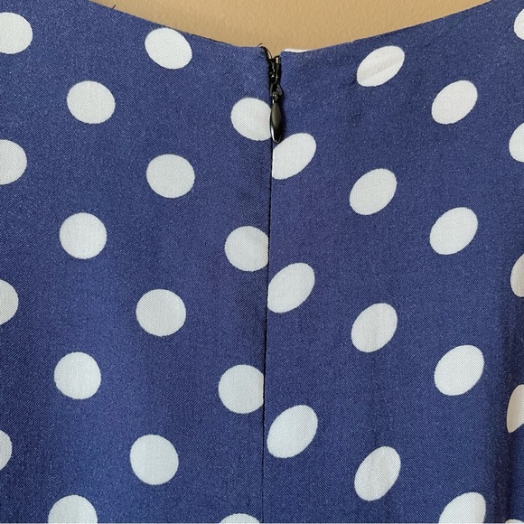 MINKPINK Women’s Blue with White Polka Dots Dress. Scalloped hem. 100% Viscose - Picture 5 of 14